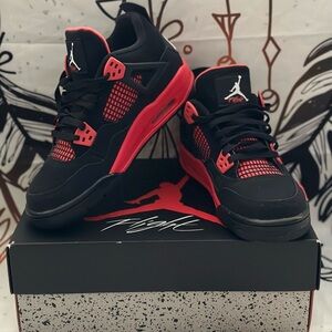 Air Jordan 4 Retro Black Red Unisex Size 6.5 Y or Women’s 8